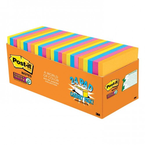 3M POST-IT Notes Super Sticky Cabinet Pack Rio De Janeiro 1 Pack (24 Pads)